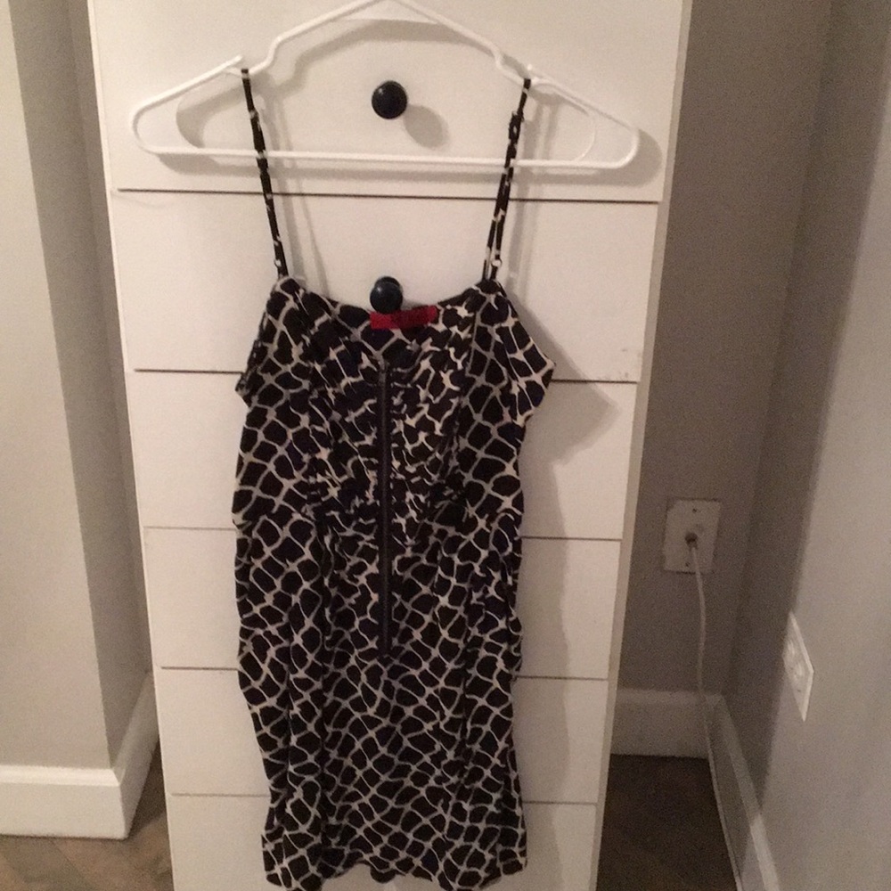 Animal print dress with zipper front